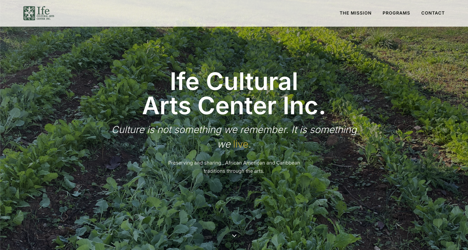 Ife Cultural Arts Center website screenshot