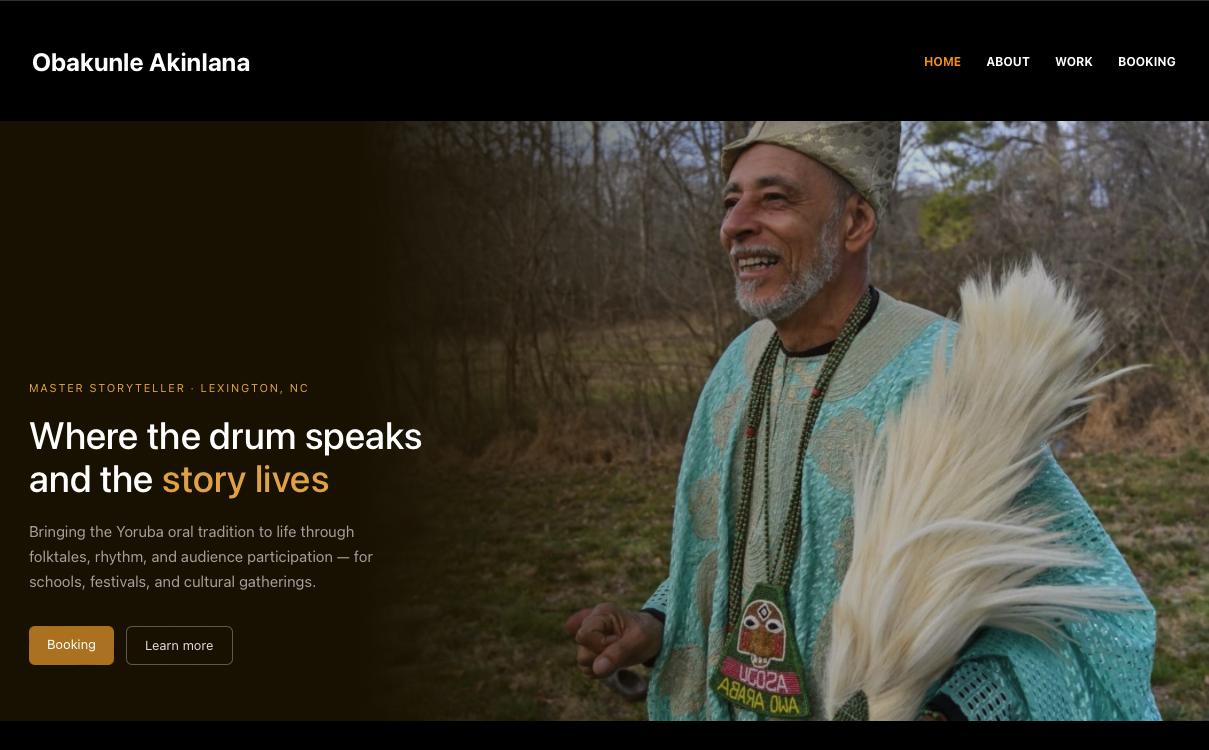 Obakunle Akinlana website screenshot